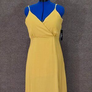 Lulu's Evening Of Splendor Mustard Yellow Surplice Maxi Dress Sz M NWT
